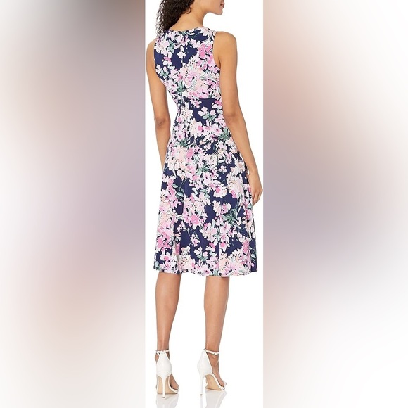 London Times Women's Printed Sleeveless Versatile Empire A-line Midi Dress NWT - Picture 2 of 9